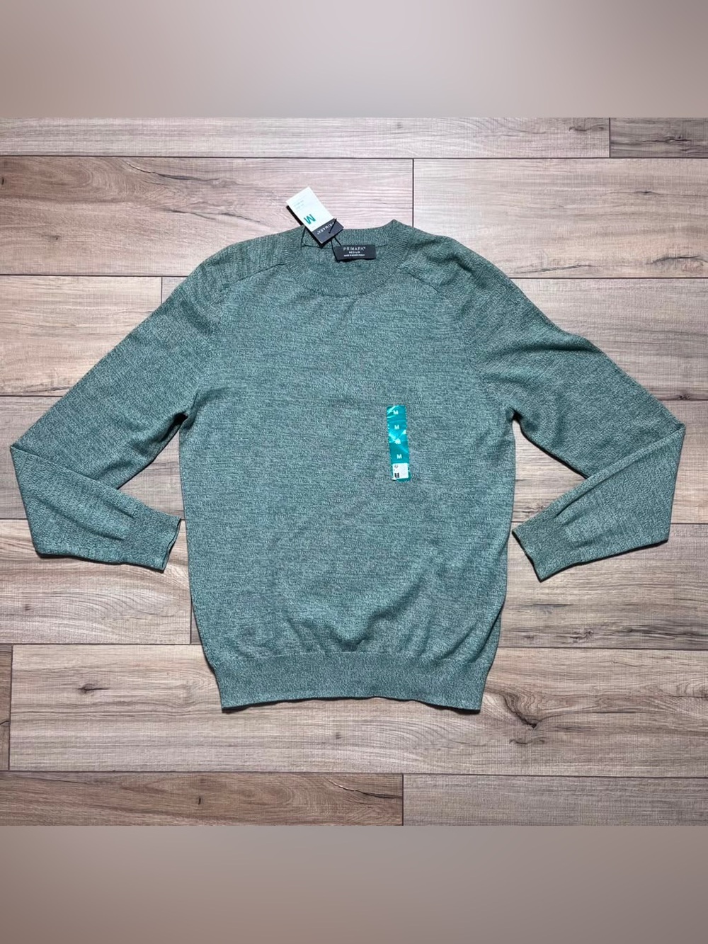 Primark Men’s Crew Neck Long Sleeve Cotton Lightweight Sweater Size M Green
